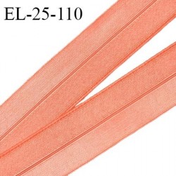 Elastique lingerie 25 mm pré plié couleur orange corail brillant largeur 25 mm allongement +110% prix au mètre