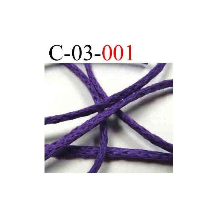 cordon en coton couleur violet diamètre 3 mm vendu au mètre