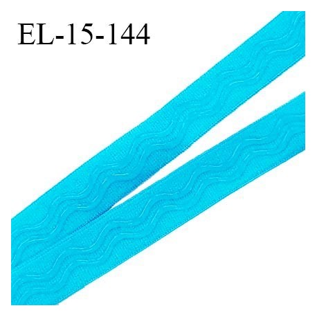 Elastique 15 mm anti glisse couleur bleu caraïbes haut de gamme largeur 15 mm prix au mètre