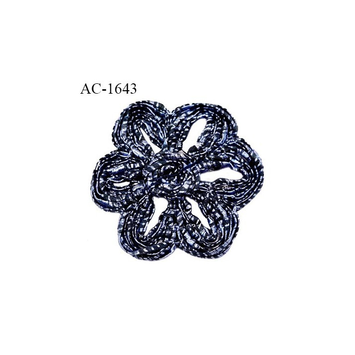 Décor ornement motif fleur à coudre couleur bleu diamètre 5 cm prix à la pièce