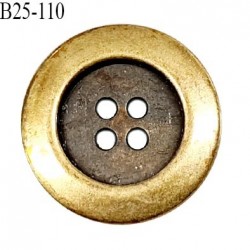 Bouton 25 mm en métal couleur laiton 4 trous diamètre 25 mm épaisseur 5 mm prix à l'unité