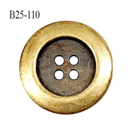 Bouton 25 mm en métal couleur laiton 4 trous diamètre 25 mm épaisseur 5 mm prix à l'unité