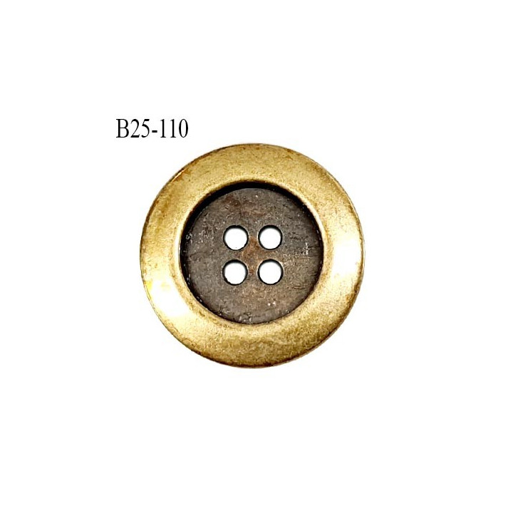 Bouton 25 mm en métal couleur laiton 4 trous diamètre 25 mm épaisseur 5 mm prix à l'unité