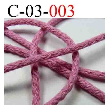 cordon en coton couleur rose diamètre 3 mm vendu au mètre