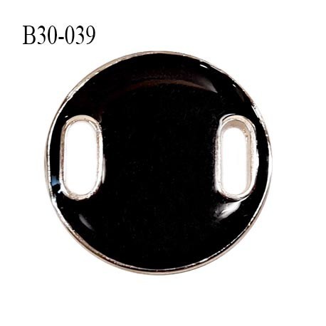 Bouton plat 30 mm métal couleur chrome et noir laqué 2 trous diamètre 30 mm épaisseur 2 mm prix à la pièce