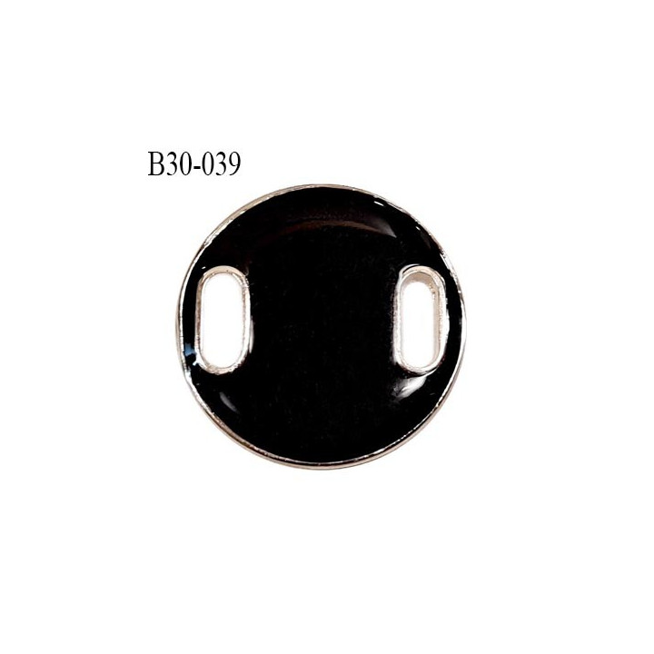 Bouton plat 30 mm métal couleur chrome et noir laqué 2 trous diamètre 30 mm épaisseur 2 mm prix à la pièce