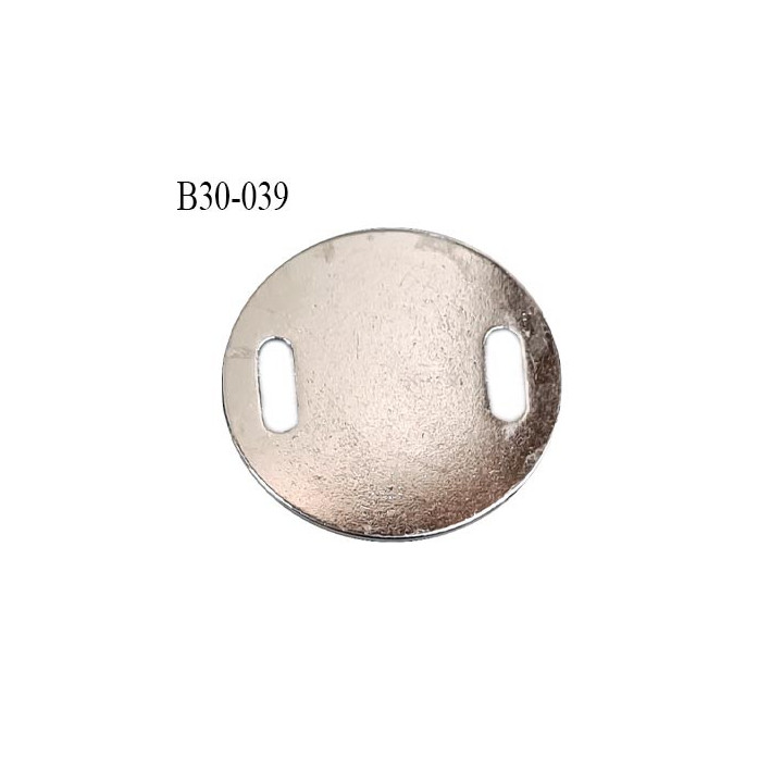 Bouton plat 30 mm métal couleur chrome et noir laqué 2 trous diamètre 30 mm épaisseur 2 mm prix à la pièce