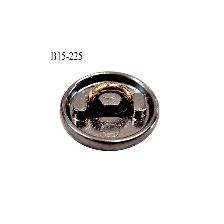 Bouton 15 mm couleur chrome avec motif blason couleur laiton accroche avec un anneau prix à la pièce