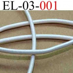 élastique cordon très belle qualité couleur blanc lumineux largeur 3 mm vendu au mètre