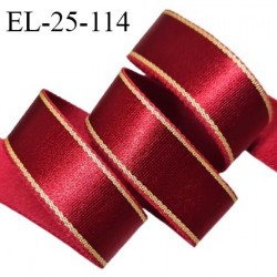 Elastique 24 mm bretelle et lingerie couleur rubis brillant très beau et surpiqures dorées prix au mètre