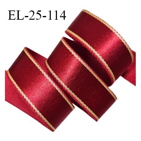 Elastique 24 mm bretelle et lingerie couleur rubis brillant très beau et surpiqures dorées prix au mètre