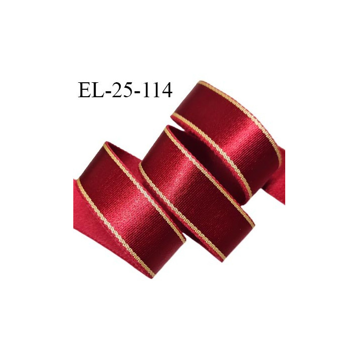 Elastique 24 mm bretelle et lingerie couleur rubis brillant très beau et surpiqures dorées prix au mètre