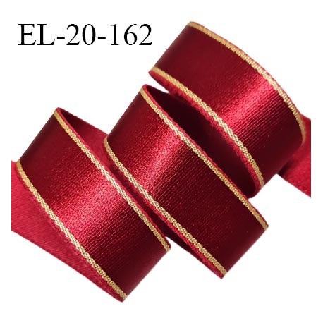 Elastique 19 mm bretelle et lingerie couleur rubis brillant très beau et surpiqures dorées largeur 19 mm prix au mètre