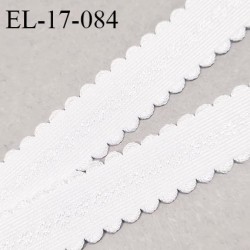 Elastique lingerie et bretelle élastique 11 mm couleur blanc avec motifs en relief et picots 3 mm de chaque côté prix au mètre