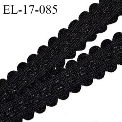 Elastique lingerie et bretelle élastique 11 mm couleur noir avec motifs en relief et picots 3 mm de chaque côté prix au mètre