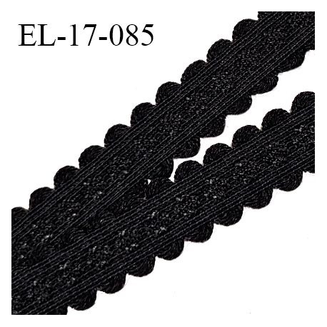 Elastique 16 mm lingerie et bretelle couleur noir avec motifs en relief et picots fabriqué pour une grande marque prix au mètre
