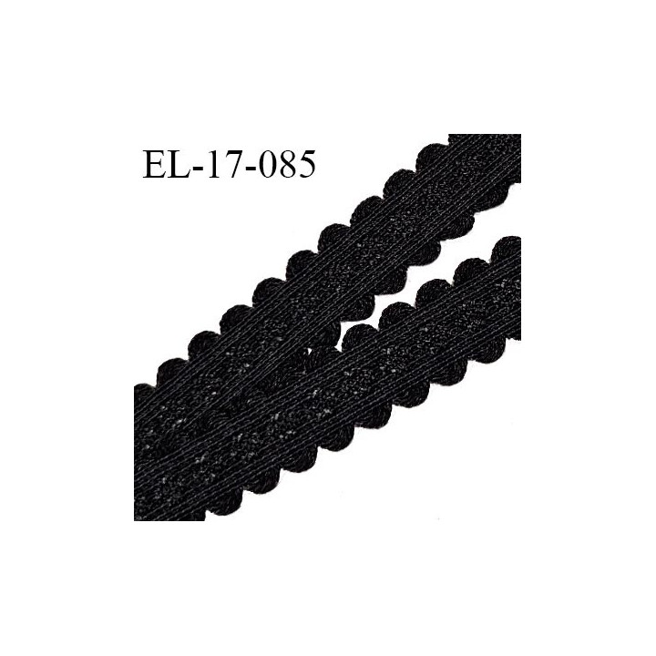 Elastique 16 mm lingerie et bretelle couleur noir avec motifs en relief et picots fabriqué pour une grande marque prix au mètre
