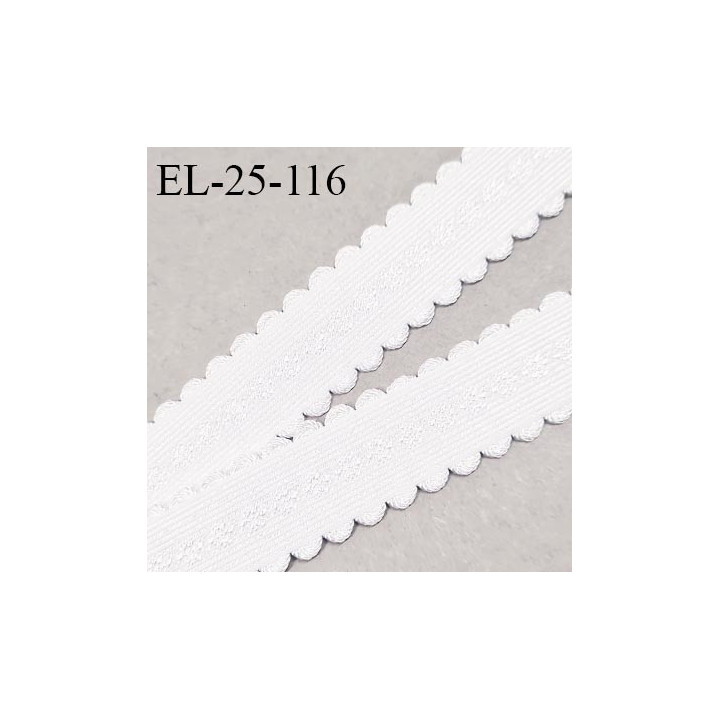 Elastique 25 mm lingerie et bretelle couleur blanc avec motifs en relief et picots fabriqué pour une grande marque prix au mètre