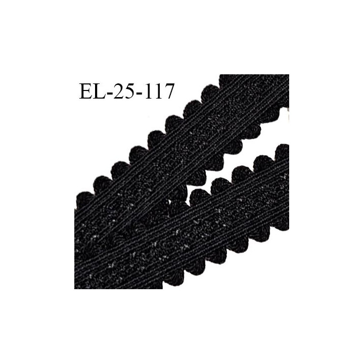 Elastique 25 mm lingerie et bretelle couleur noir avec motifs en relief et picots fabriqué pour une grande marque prix au mètre