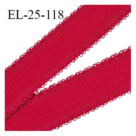Elastique picot 25 mm bretelle et lingerie couleur framboise très beau largeur 25 mm prix au mètre