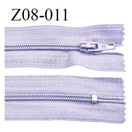 Fermeture zip 8 cm couleur parme très clair non séparable largeur 2.7 cm glissière nylon prix à l'unité