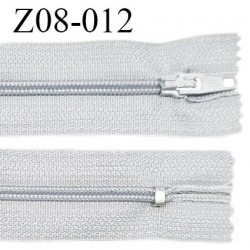 Fermeture zip 8 cm couleur gris clair non séparable largeur 2.7 cm glissière nylon largeur 4 mm longueur 8 cm prix à l'unité