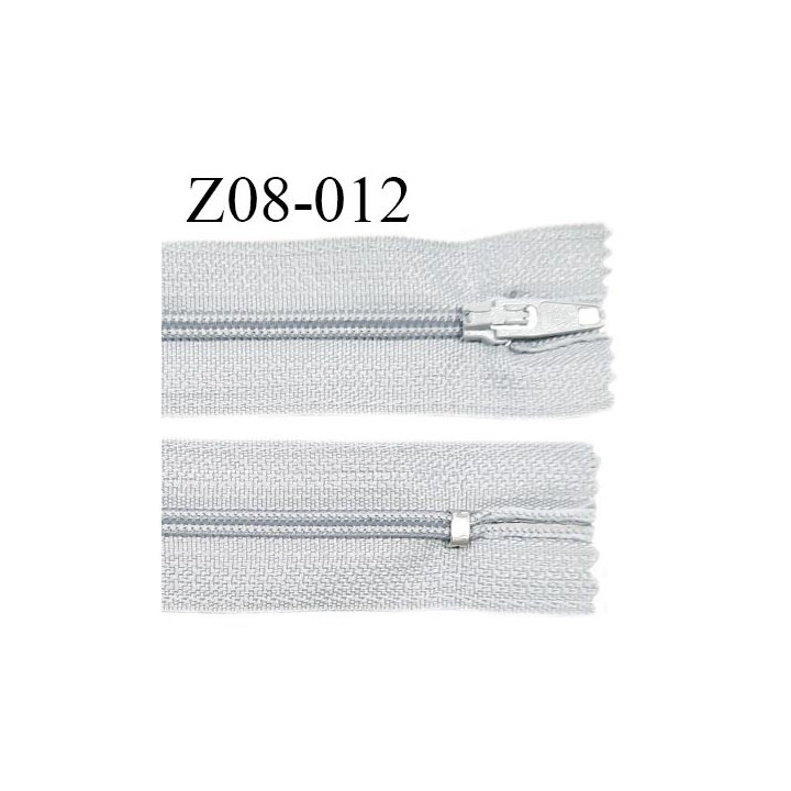 Fermeture zip 8 cm couleur gris clair non séparable largeur 2.7 cm glissière nylon largeur 4 mm longueur 8 cm prix à l'unité