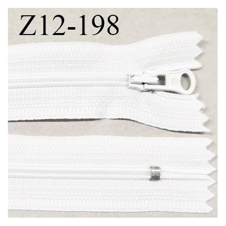 Fermeture zip 12 cm non séparable couleur blanc largeur 2.5 cm zip nylon longueur 12 cm largeur 4 mm prix à la pièce