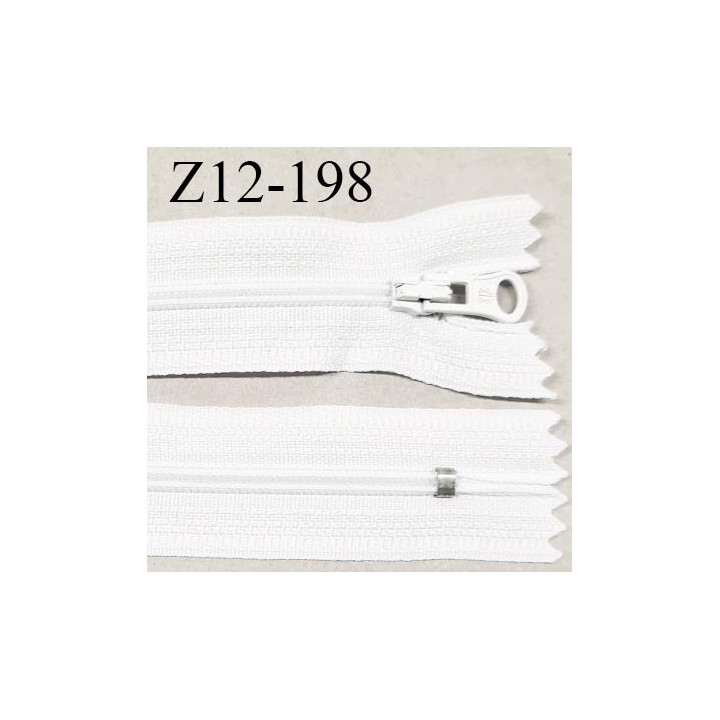 Fermeture zip 12 cm non séparable couleur blanc largeur 2.5 cm zip nylon longueur 12 cm largeur 4 mm prix à la pièce