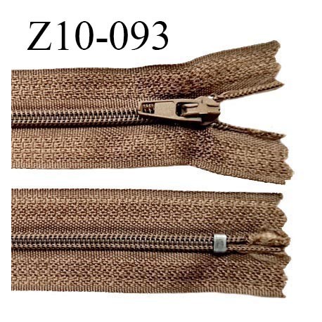 Fermeture zip 10 cm couleur marron clair non séparable largeur 2.5 cm glissière nylon largeur 4 mm longueur 10 cm prix à l'unité