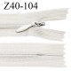 Fermeture zip 40 cm non séparable couleur gris clair zip glissière nylon invisible prix à l'unité