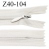 Fermeture zip 40 cm non séparable couleur gris clair zip glissière nylon invisible prix à l'unité