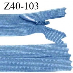 Fermeture zip 40 cm non séparable couleur bleu zip glissière nylon invisible prix à l'unité