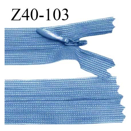 Fermeture zip 40 cm non séparable couleur bleu zip glissière nylon invisible prix à l'unité