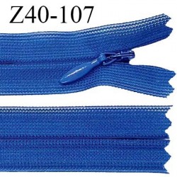 Fermeture zip 40 cm non séparable couleur bleu zip glissière nylon invisible largeur 5 mm prix à l'unité