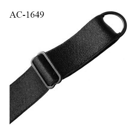 Bretelle lingerie SG 16 mm très haut de gamme couleur noir brillant avec 1 barrette et 1 anneau prix à l'unité