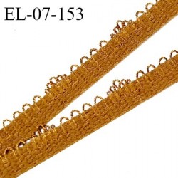Elastique picot 7 mm lingerie couleur marron havane largeur 7 mm + 3 mm de picots haut de gamme prix au mètre