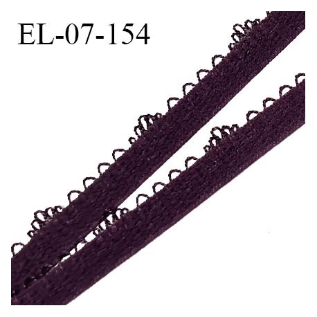 Elastique picot 7 mm lingerie couleur violet iris largeur 7 mm + 3 mm de picots haut de gamme prix au mètre