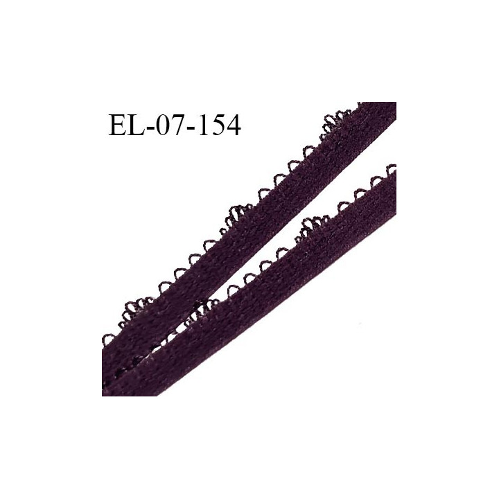 Elastique picot 7 mm lingerie couleur violet iris largeur 7 mm + 3 mm de picots haut de gamme prix au mètre
