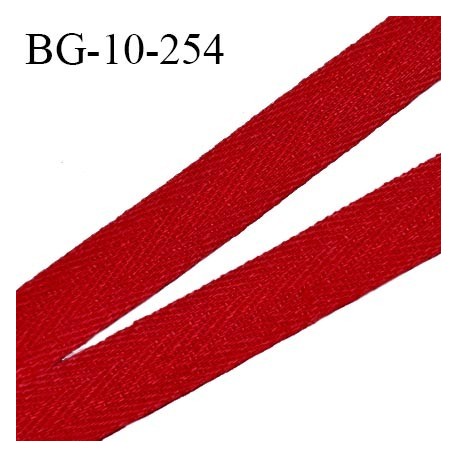 Biais sergé 10 mm semi rigide en coton couleur rouge largeur 10 mm fabriqué en France prix au mètre