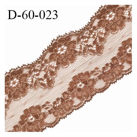 Dentelle 60 mm extensible très belle couleur marron motif fleurs largeur 60 mm prix au mètre