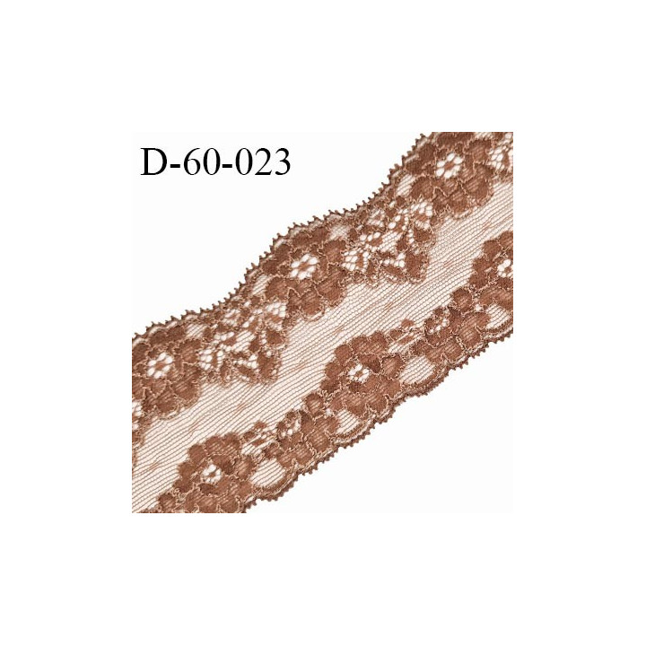 Dentelle 60 mm extensible très belle couleur marron motif fleurs largeur 60 mm prix au mètre