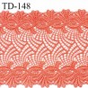 Dentelle broderie 14 cm haut de gamme couleur rose corail prix pour un mètre de longueur et 14 cm de largeur