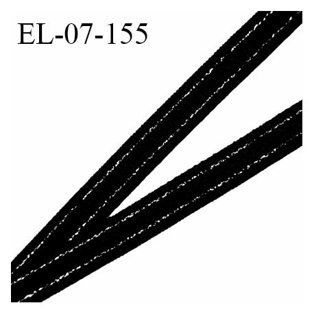 Elastique 7 mm lingerie couleur noir avec surpiqûre argentée élastique bombé épaisseur 2 mm prix au mètre