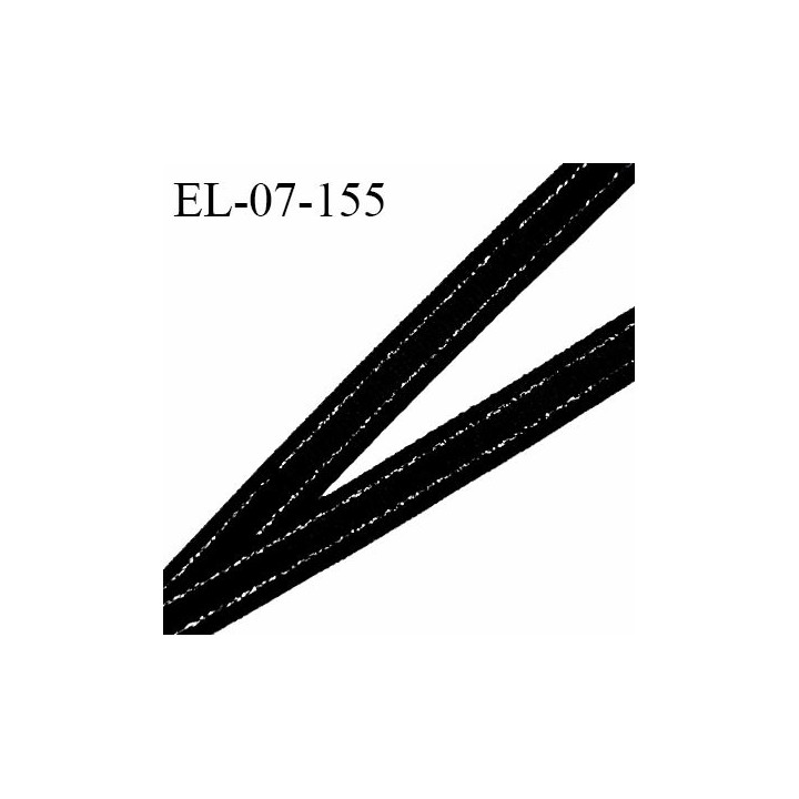 Elastique 7 mm lingerie couleur noir avec surpiqûre argentée élastique bombé épaisseur 2 mm prix au mètre
