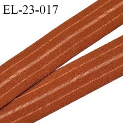 Elastique 22 mm bretelle et lingerie couleur rouille avec rayures incrustées légèrement brillantes très beau prix au mètre