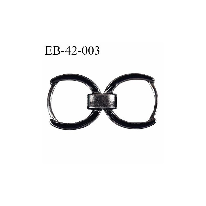 Boucle réglette métal chromé et laqué bleu marine largeur 4.2 cm hauteur 22 mm passage d'élastique ou sangle 16 mm