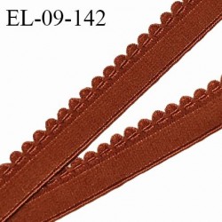 Elastique picot 9 mm lingerie couleur marron rouille largeur 9 mm haut de gamme prix au mètre