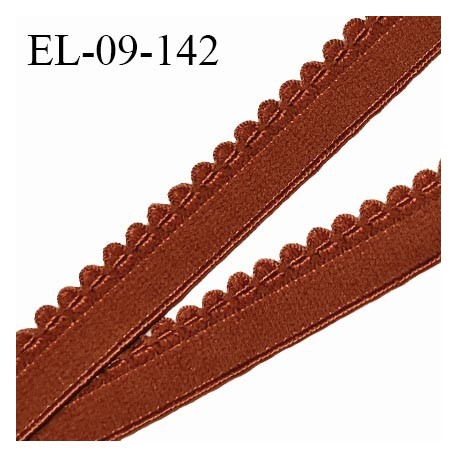 Elastique picot 9 mm lingerie couleur marron rouille largeur 9 mm haut de gamme prix au mètre