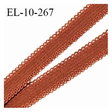 Elastique lingerie 10 mm picot haut de gamme couleur marron rouille largeur 10 mm élasticité +160% prix au mètre